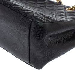 Pre Owned Chanel Black Quilted Caviar Leather Grand Shopping Tote