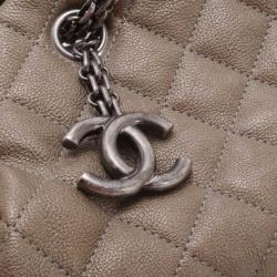 Pre Owned Chanel Dark Gold Caviar Leather Just Mademoiselle Bowling Bag 