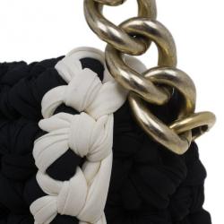 Pre Owned Chanel Black Fancy Crochet Black Flap Bag