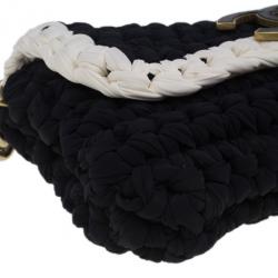 Pre Owned Chanel Black Fancy Crochet Black Flap Bag