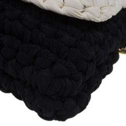 Pre Owned Chanel Black Fancy Crochet Black Flap Bag