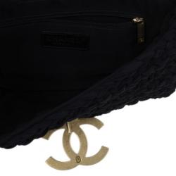 Pre Owned Chanel Black Fancy Crochet Black Flap Bag