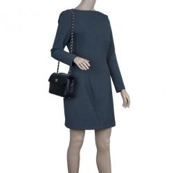 Pre Owned حقيبة شانيل شيفرون سوداء جلد خروف بقلاب