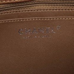 Pre Owned Chanel Tan Quilted Caviar Leather Jumbo Classic Single Flap Bag
