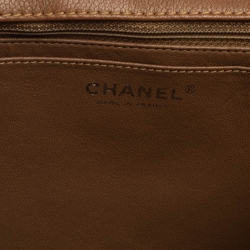 Pre Owned Chanel Tan Quilted Caviar Leather Jumbo Classic Single Flap Bag