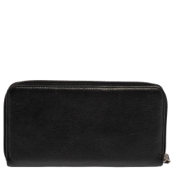 مملوكة مسبقًا Chanel Black Leather CC Camellia Embossed Zip Around Wallet