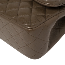 Pre Owned Chanel Coffee Brown Quilted Caviar Leather Jumbo Classic Double Flap Bag