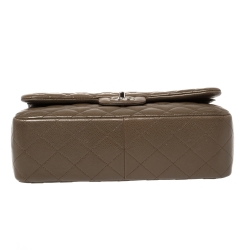 Pre Owned Chanel Coffee Brown Quilted Caviar Leather Jumbo Classic Double Flap Bag