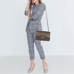 Pre Owned Chanel Coffee Brown Quilted Caviar Leather Jumbo Classic Double Flap Bag