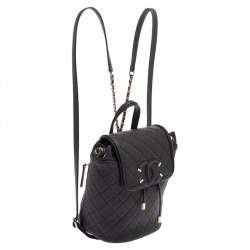 Pre Owned Chanel Black Quilted Caviar Leather Filigree Backpack