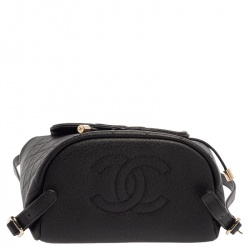 Pre Owned Chanel Black Quilted Caviar Leather Filigree Backpack