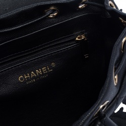 Pre Owned Chanel Black Quilted Caviar Leather Filigree Backpack