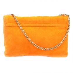 Pre Owned Chanel Orange Suede Flap Bag