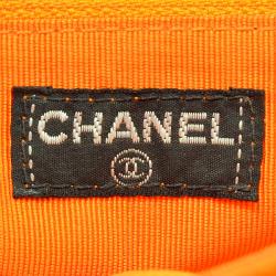 Pre Owned Chanel Orange Suede Flap Bag