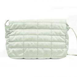 Pre Owned Chanel White Fabric Flap Bag