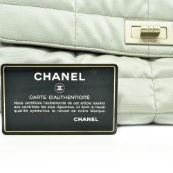 Pre Owned Chanel White Fabric Flap Bag