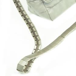 Pre Owned Chanel White Fabric Flap Bag