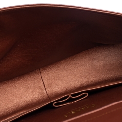 Pre Owned حقيبة شانيل ماكسي كلاسيك قلاب مزدوج جلد مبطن نحاسي ميتاليك