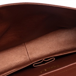 Pre Owned حقيبة شانيل ماكسي كلاسيك قلاب مزدوج جلد مبطن نحاسي ميتاليك