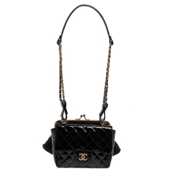 Chanel Black Small Patent Leather Double Sided Bag