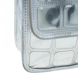 Pre Owned Chanel Silver Leather Ice Cube Limited Edition Flap Bag