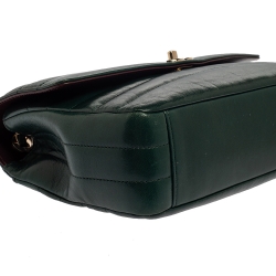مملوكة مسبقًا Chanel Green Leather Reversed Chevron Flap Bag