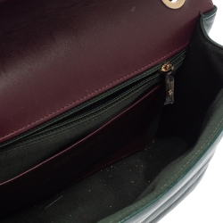 مملوكة مسبقًا Chanel Green Leather Reversed Chevron Flap Bag