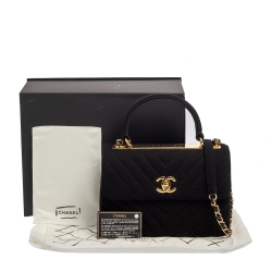Pre Owned Chanel Black Chevron Jersey Small Trendy CC Flap Top Handle Bag