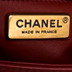 Pre Owned Chanel Red Python New Medium Boy Flap Top Handle Bag