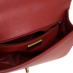 Pre Owned Chanel Red Python New Medium Boy Flap Top Handle Bag