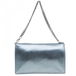 Pre Owned Chanel Silver Multicolor Square Quilted Wristlet Clutch