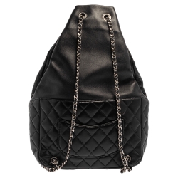 Pre Owned Chanel Black Quilted Leather Large Seoul Backpack