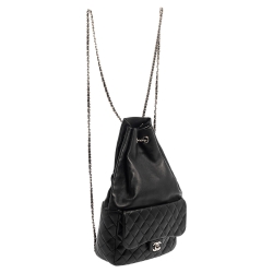 Pre Owned Chanel Black Quilted Leather Large Seoul Backpack