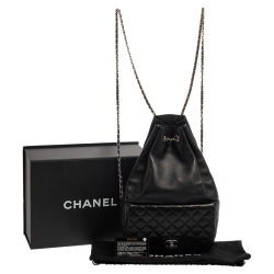 Pre Owned Chanel Black Quilted Leather Large Seoul Backpack