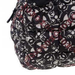 Pre Owned Chanel Black Nylon Printed CC Bubble Cruise Collection Boston Bag