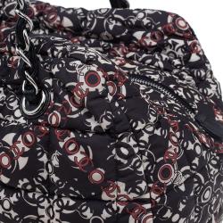 Pre Owned Chanel Black Nylon Printed CC Bubble Cruise Collection Boston Bag