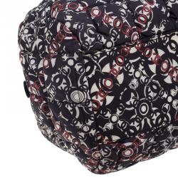 Pre Owned Chanel Black Nylon Printed CC Bubble Cruise Collection Boston Bag