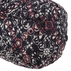Pre Owned Chanel Black Nylon Printed CC Bubble Cruise Collection Boston Bag