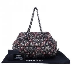 Pre Owned Chanel Black Nylon Printed CC Bubble Cruise Collection Boston Bag