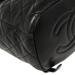 Pre Owned Chanel Black Quilted Lambskin Leather Daily Supple Backpack