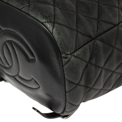 Pre Owned Chanel Black Quilted Lambskin Leather Daily Supple Backpack