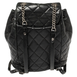 Pre Owned Chanel Black Quilted Lambskin Leather Daily Supple Backpack