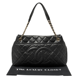 مملوكة مسبقًا Chanel Black Caviar Leather CC Timeless Soft Tote