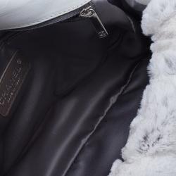 Pre Owned Chanel White Rabbit Fur and Leather Flap Bag