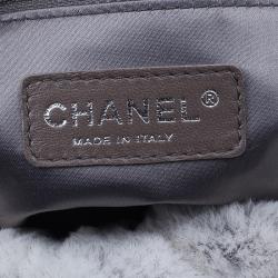 Pre Owned Chanel White Rabbit Fur and Leather Flap Bag