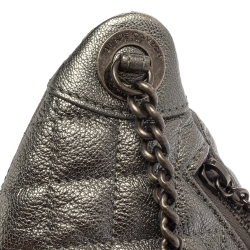 Pre Owned Chanel Metallic Grey Quilted Leather Banane Waist Bag