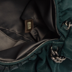 Pre Owned Chanel Dark Green Leather Midnight Stones Clutch