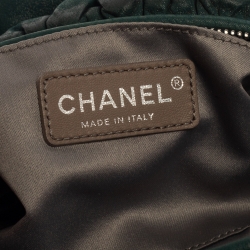 Pre Owned Chanel Dark Green Leather Midnight Stones Clutch