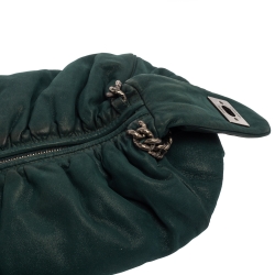 Pre Owned Chanel Dark Green Leather Midnight Stones Clutch