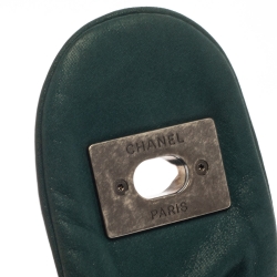 Pre Owned Chanel Dark Green Leather Midnight Stones Clutch